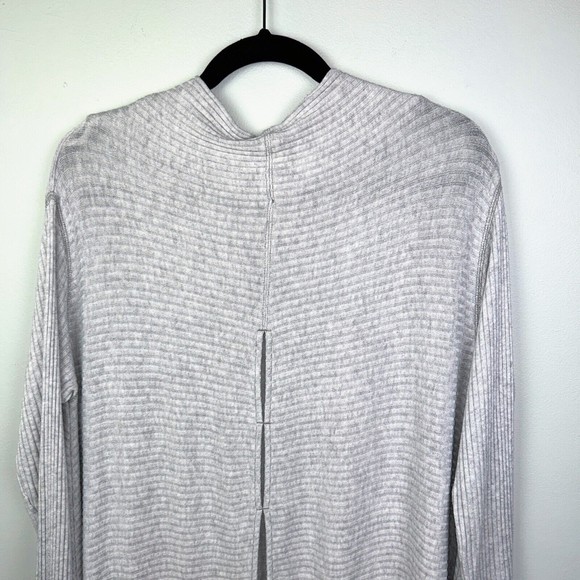 We the Free People Lover Rib Knit Split Back Pullover Gray Sweater Lightweight L - Picture 9 of 15